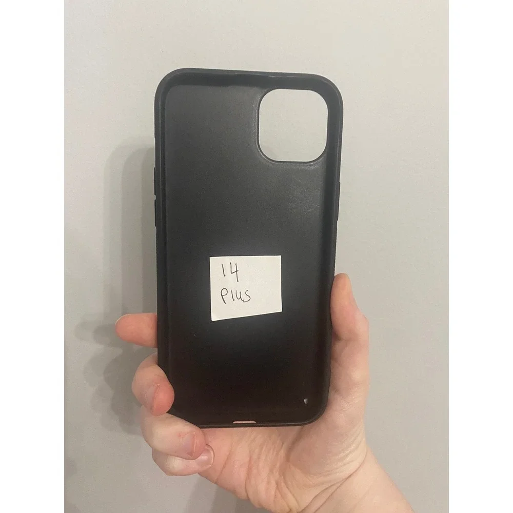 iPhone Case 14 Plus White Pumpkin Bat Halloween Spooky Print Black Bumper